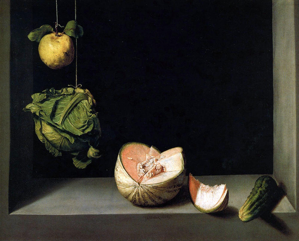 still life bodegón melon quince cucumber
